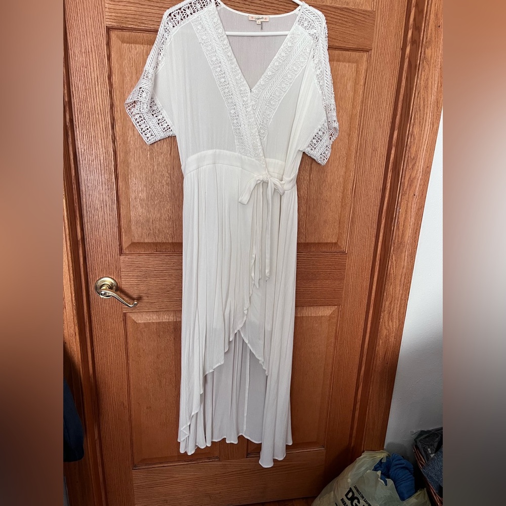 Magnolia white, boho, crochet lace trimmed, dress
